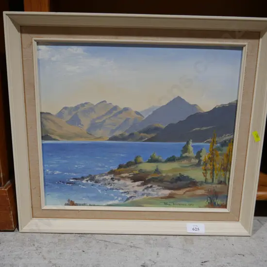 Oil painting lake scene