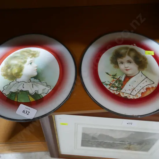 Pair of glass portraits