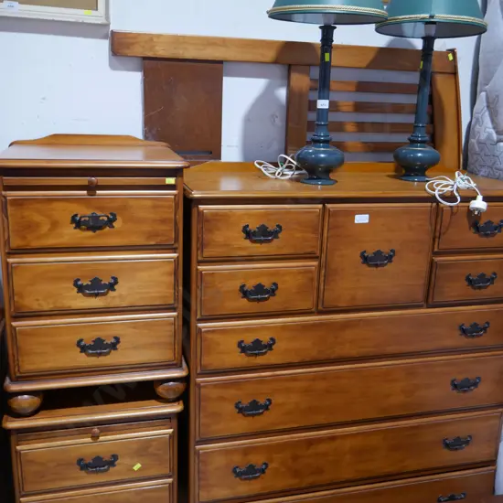Chest drawers, bedside drawers, head board