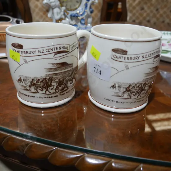 Pair Crown Lynn mugs