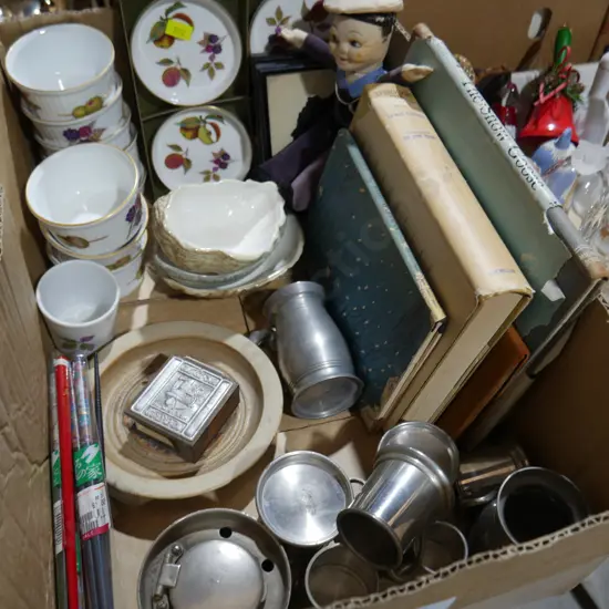 Books, pewter, china etc
