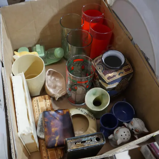 Crown Lynn vases, Coca Cola glasses, nic nacs