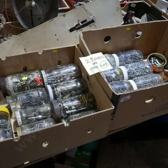 2 boxes assorted bolts etc