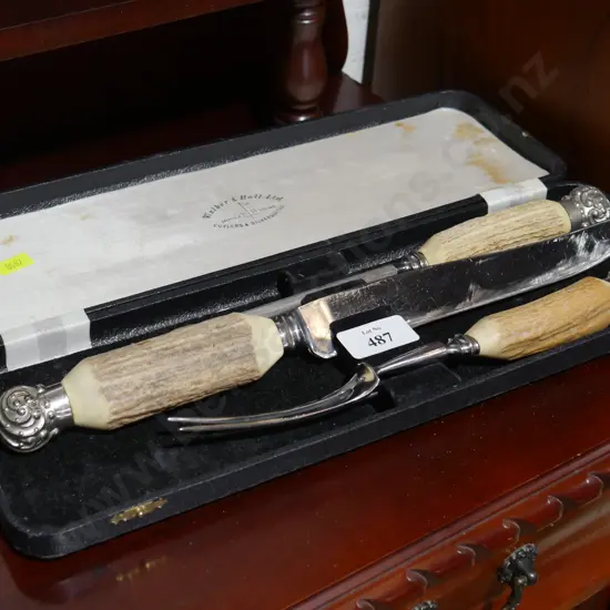 Boxed bone handle carving set