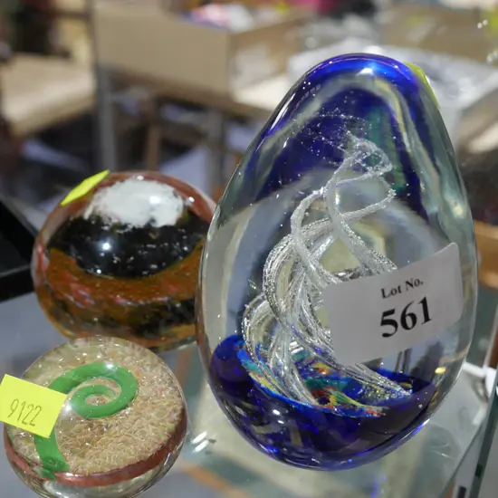 3 glass paperweights