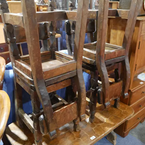 Chip carved coffee table and 4 chairs