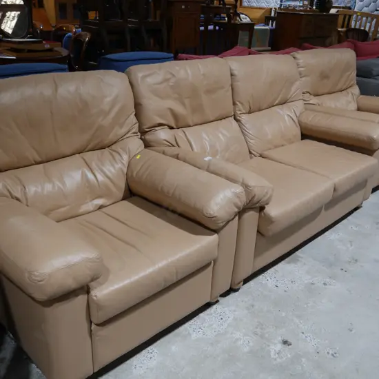 4 piece leather lounge suite