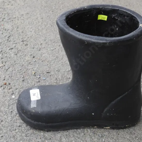 Black gumboot plant pot