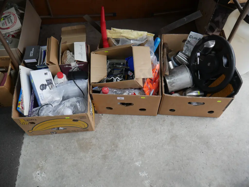 Three boxes of assorted garage sundries etc Image 1++