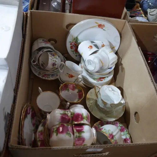 Royal Albert trios, moustache cups and sauces etc
