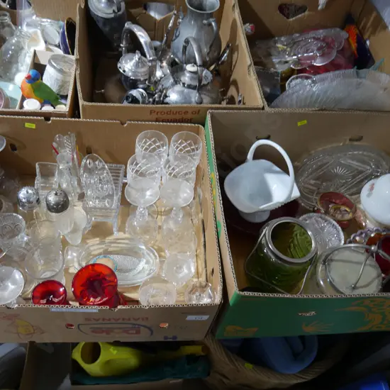 Two boxes of glassware