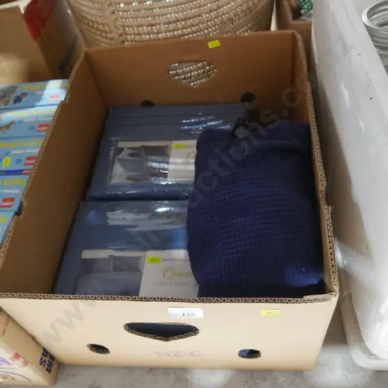 Two new four-piece queen sheet sets etc