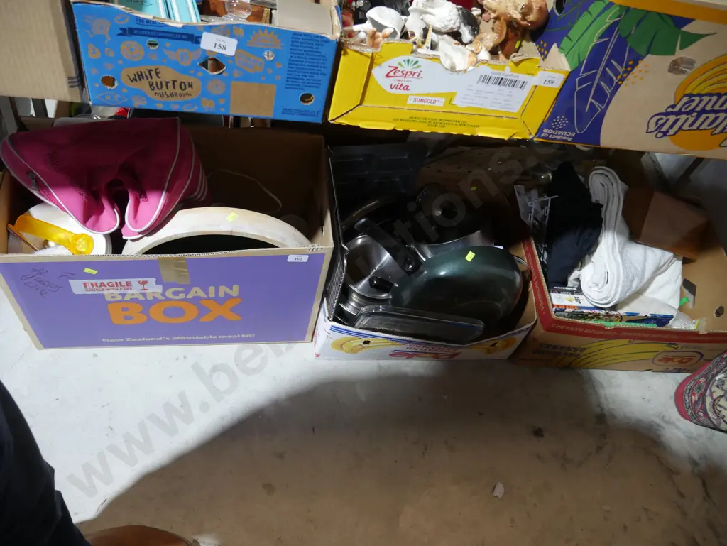 Three boxes pots and pans, other sundries Image 1++