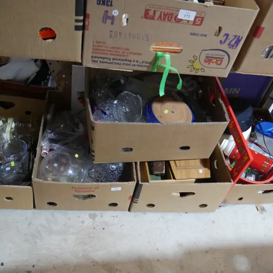5 boxes glassware, sundries