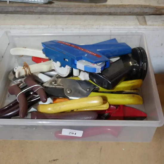 Pruning shears, label maker