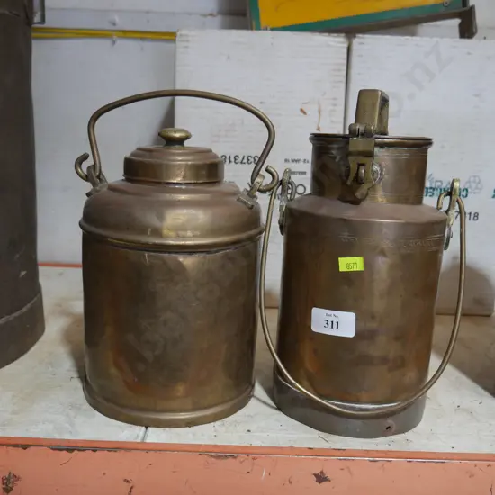 Two small cream cans