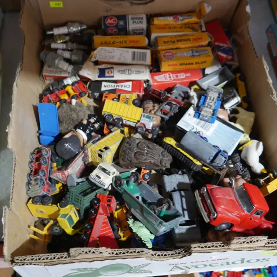 Spark plugs and toy cars