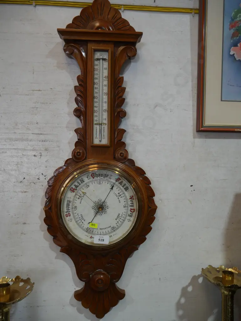 Carved wooden banjo barometer Image 1++