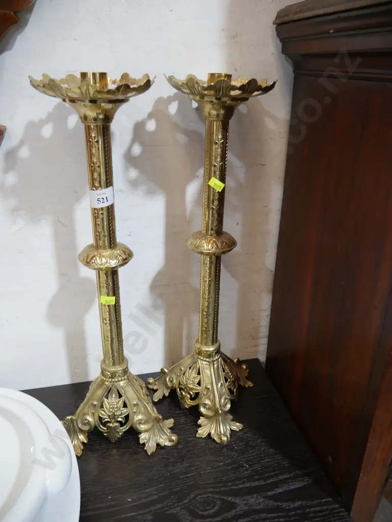 Pair of brass candlestick holders Image 1++