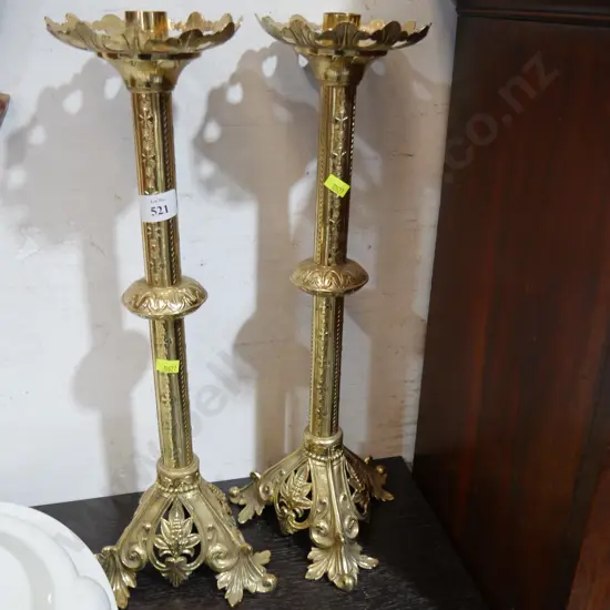 Pair of brass candlestick holders