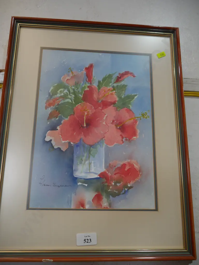 Kathleen von Tunzeman "Hibiscus in Hawaii" watercolour Image 1++