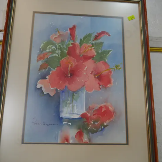 Kathleen von Tunzeman "Hibiscus in Hawaii" watercolour