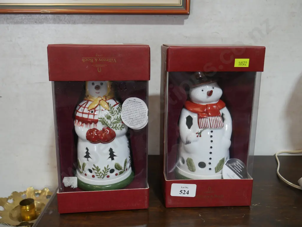 2 Villeroy and Bosch snowmen tea light candle holders Image 1++