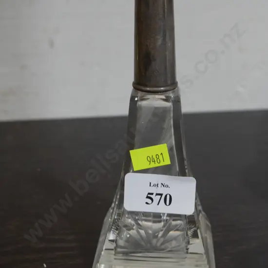 Sterling silver topped perfume bottle, no stopper