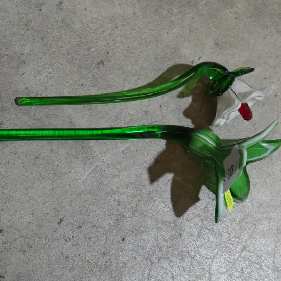 2 glass flowers