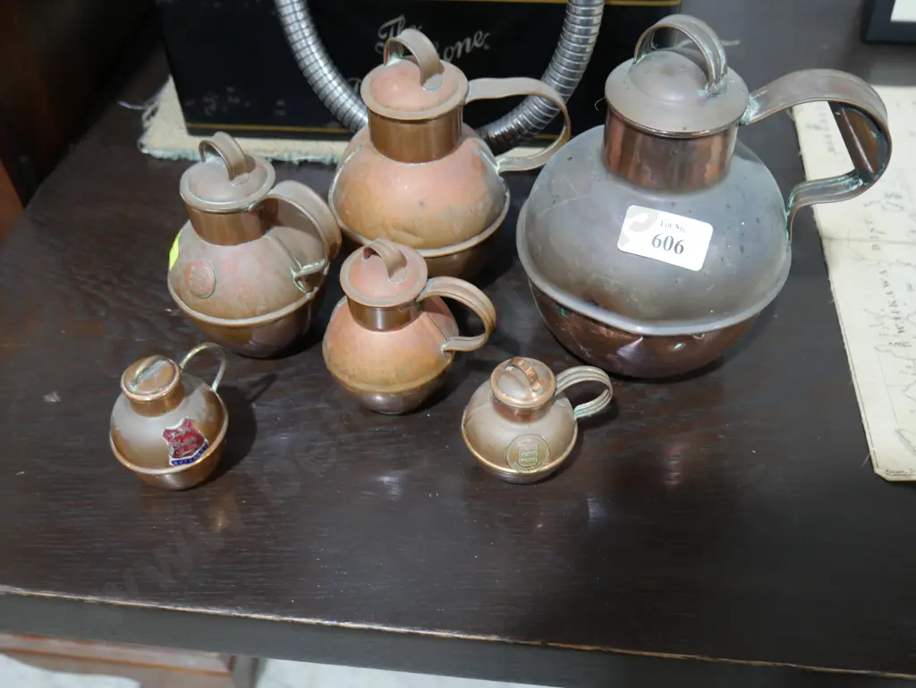6 small copper milk cans Image 1++