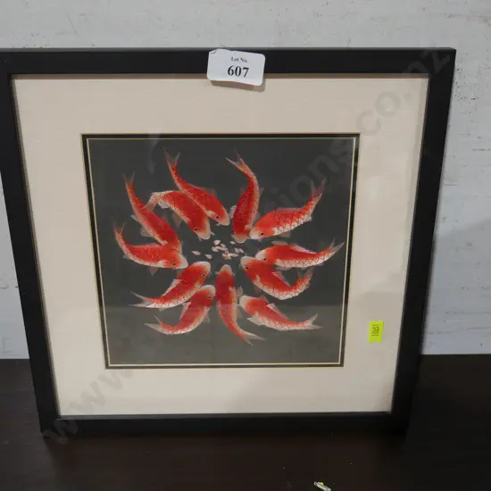 Koi fish silk embroidery art