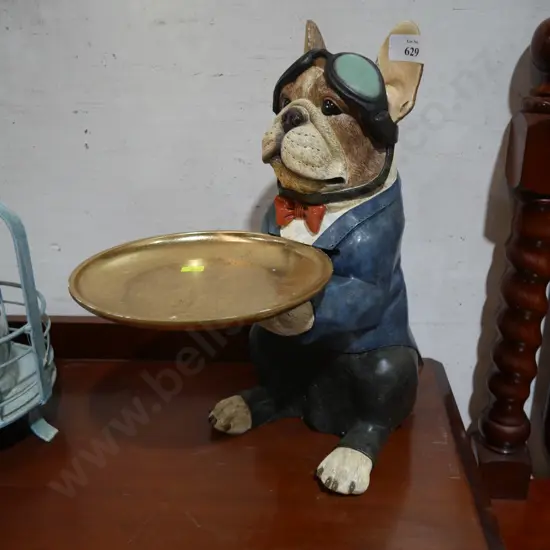 French bulldog waiter figurine