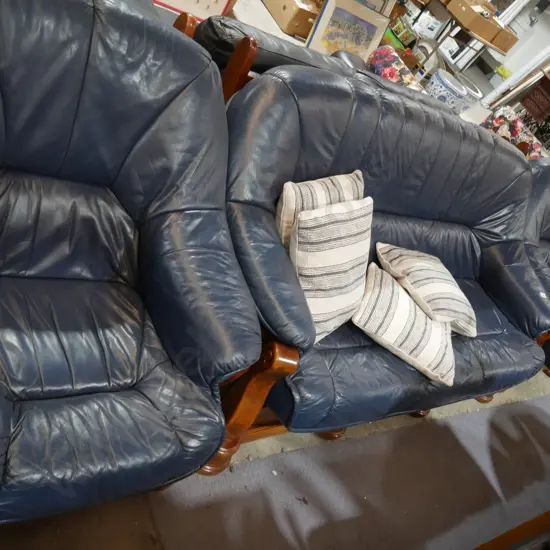 Blue three-piece lounge suite