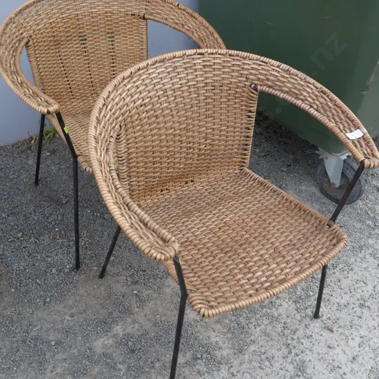 2 metal leg cane chairs