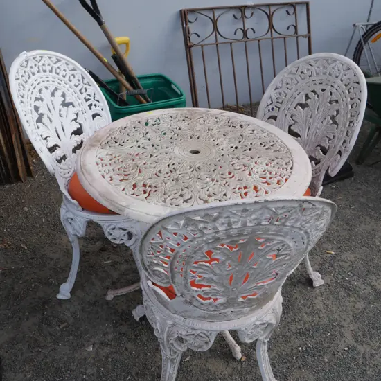 Wrought iron outdoor table and 3 chair