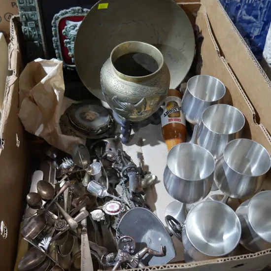 Pewter, brassware, cutlery etc