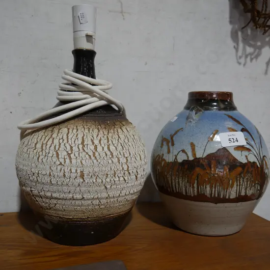 Studio pottery vase & table lamp
