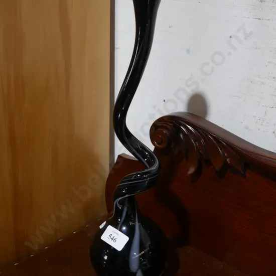 Twisted neck art glass vase