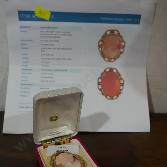 9ct cameo brooch - Val $1580