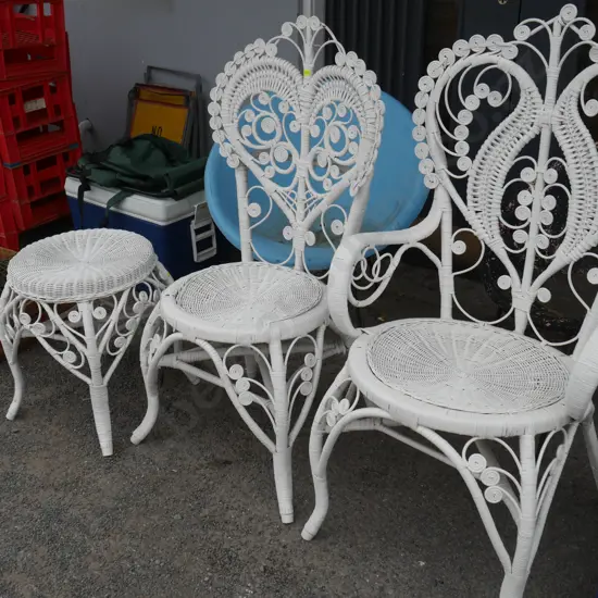 Cane chairs & stool