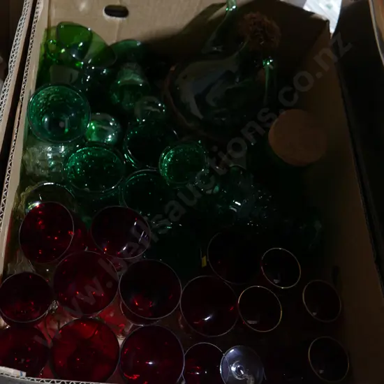 Red & green glassware
