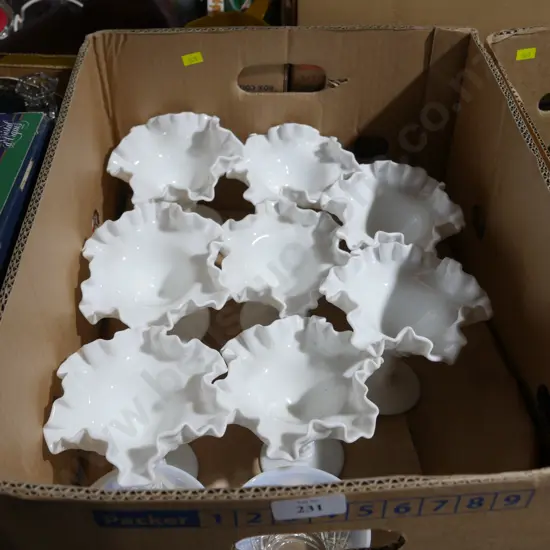 Milk glass comports etc