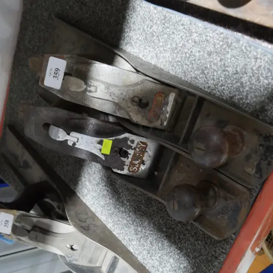 3 vintage Stanley wood planes