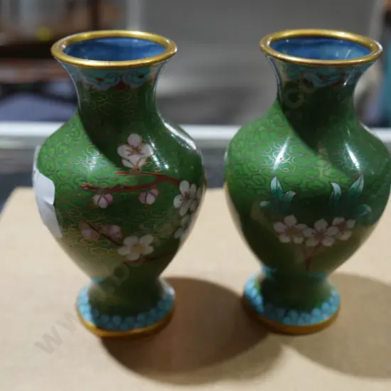 2 cloisonne vases