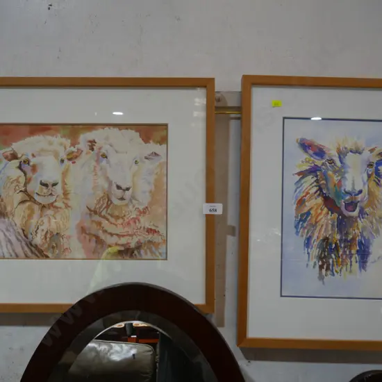 2 sheep paintings