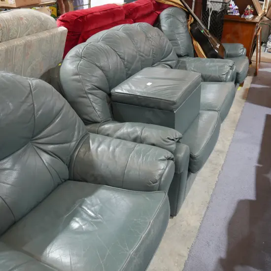 4 piece leather lounge suite
