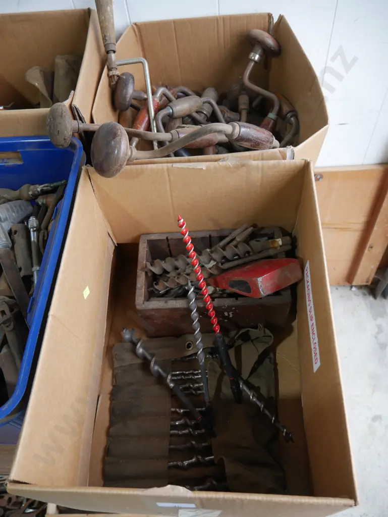 2 boxes hand drills, auger bits Image 1++