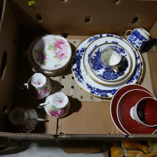 Blue and white china, Royal Albert cups and saucers