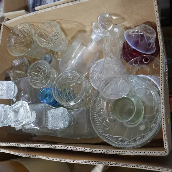 Glass decanters, vases etc