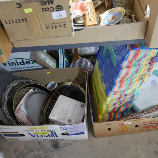 Two boxes of trays, foam tiles etc